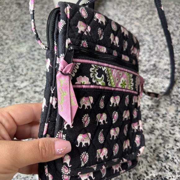 Vera Bradley Women's Black and Pink Elephant Crossbody Bag - Picture 3 of 9